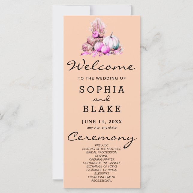 Programa de Boda de Naranjas de Caída de Calabazas (Anverso)