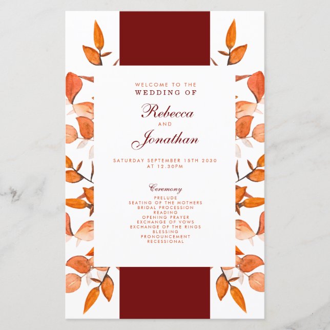 Programa de Boda de Naranjas Quemados (Anverso)