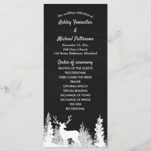Programa de Boda de Navidad con Reno de Pizarra