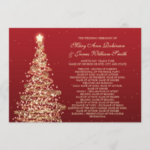 Programa de Boda de Navidad Rojo Dorado