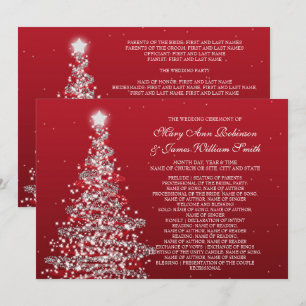 Programa de Boda de Navidad Rojo Plata