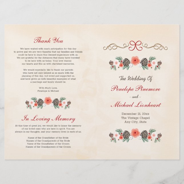 Programa de Boda de Navidades de Pino Floral Vinta (Anverso)