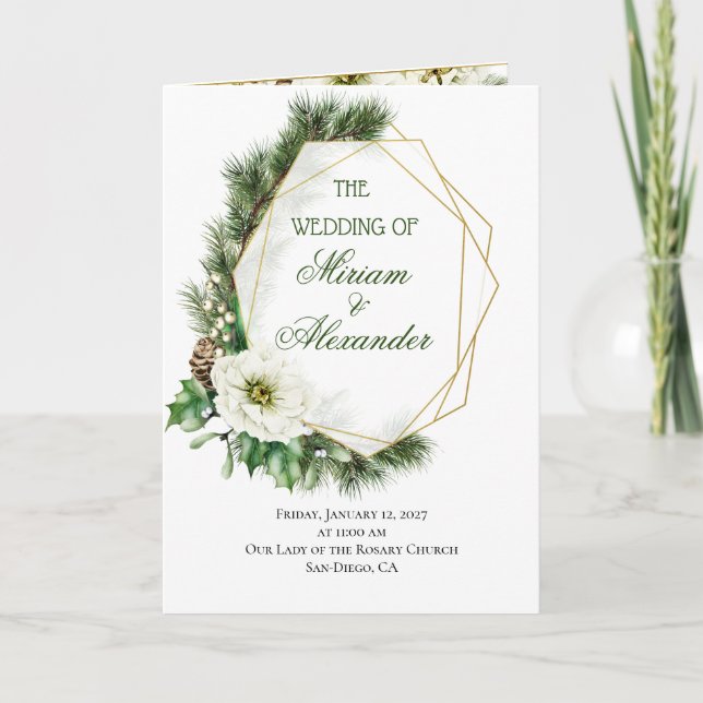 Programa de Boda de Navidades Rosas de invierno Pi (Anverso)