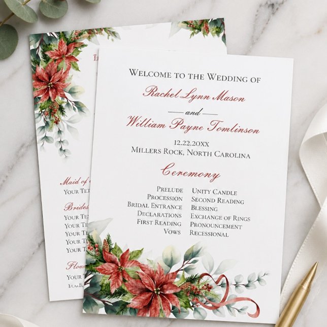 Programa de Boda de Nochebuena Poinsettia (Subido por el creador)