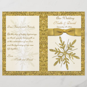 Programa de Boda de Nochebuena Purpurina de marfil