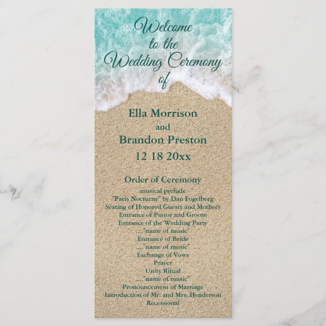 Programa de Boda de Olas de Playa (Anverso)
