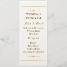Programa de Boda de Oro Blanco Elegante | Boda de