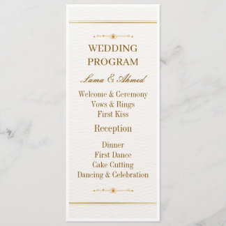 Programa de Boda de Oro Blanco Elegante | Boda de