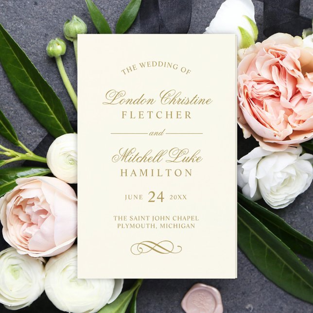 Programa de Boda de Oro Clásico Elegante de Marfil (Subido por el creador)