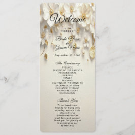 Programa de Boda de Oro Floral Blanco de Marfil