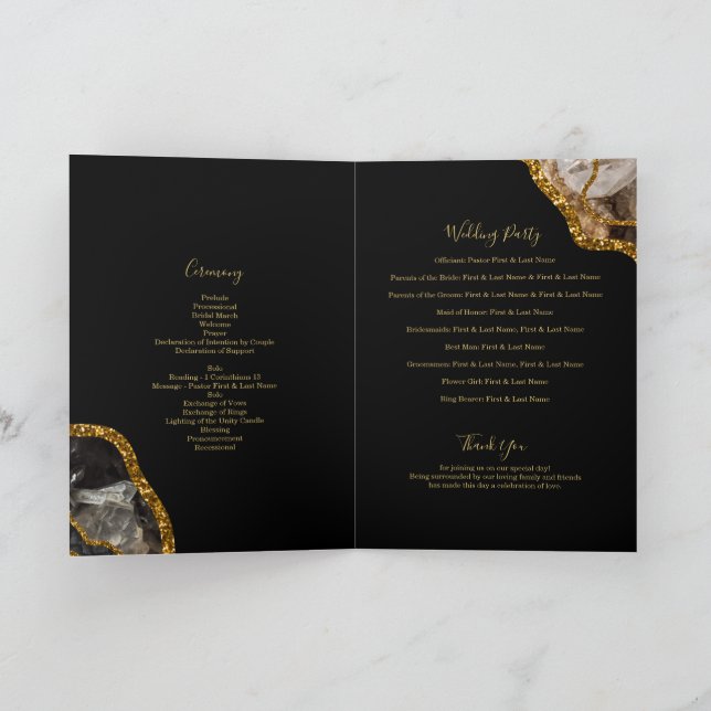 Programa de Boda de Oro Negro Orden de servicio (Interior)