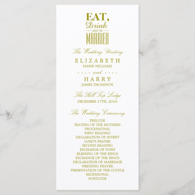 Programa de Boda de Oro para Comer, Beber y Casars (Anverso)