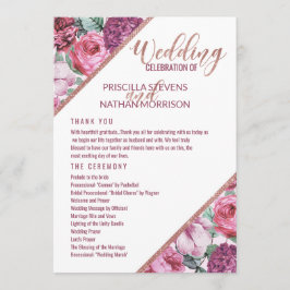 Programa de Boda de Oro Rosa de Flores Púrpura Ros