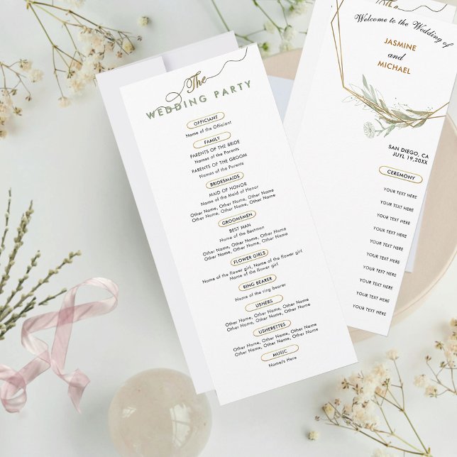 Programa de Boda de Oro Verde Sage de Moda simple  (Subido por el creador)
