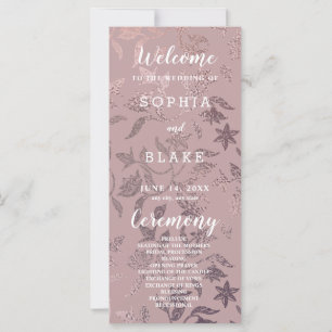 Programa de Boda de Oro y Floral Rosa Oscuro