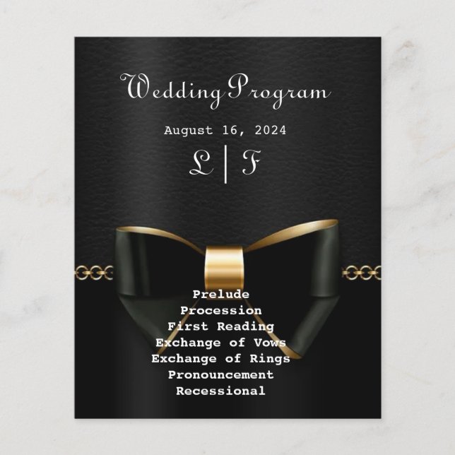 Programa de Boda de Oro y Tuxedo Negro (Anverso)
