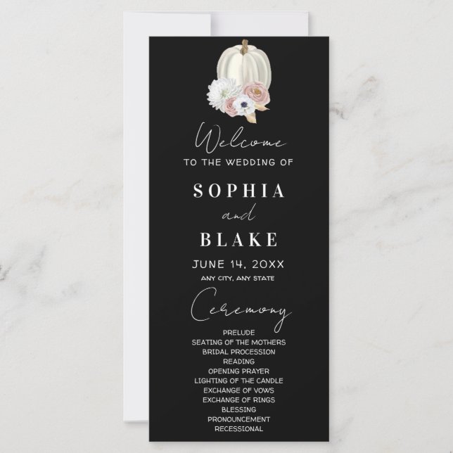 Programa de Boda de Otoño con Floral Blanco y Cala (Anverso)