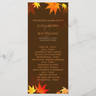 Programa de Boda de Otoño de Chocolate Brown
