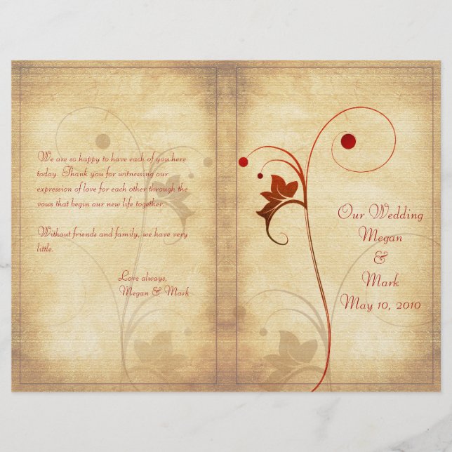 Programa de Boda de Otoño Personalizable (Anverso)