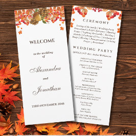 Programa de Boda de Otoño Rústico de Otoño