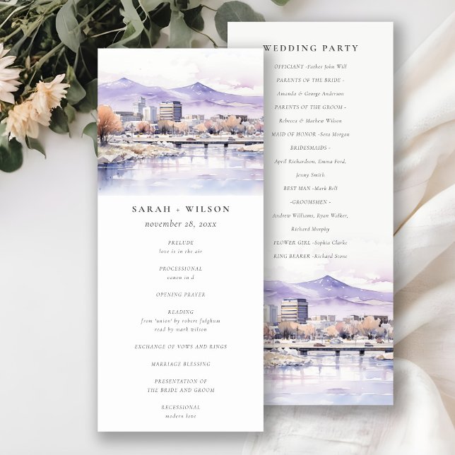 Programa de Boda de Paisaje en Acuarela de Boise,  (Subido por el creador)