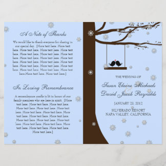 Programa de Boda de Pájaros de Amor Copos de Nieve