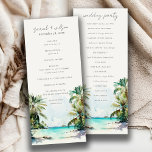 Programa de Boda de Palmeras de Playa de Arena Tro<br><div class="desc">Colección temática de acuarela tropical Palm Trees.- es un elegante Ilustracion acuático de escritura de palmeras tropicales en la playa perfecto para su boda tropical de playa y fiestas. Es muy fácil de personalizar, con sus datos personales. Si necesita cualquier otro producto o personalización que coincida, por favor envíe un...</div>