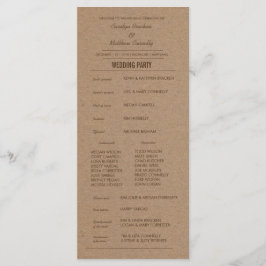Programa de Boda de Papel Kraft Rústico