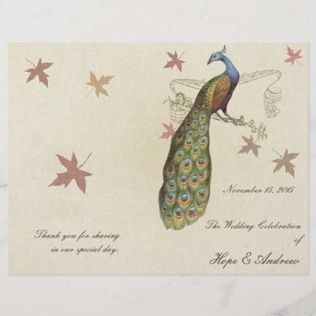 Programa de Boda de Pavo Real (Anverso)