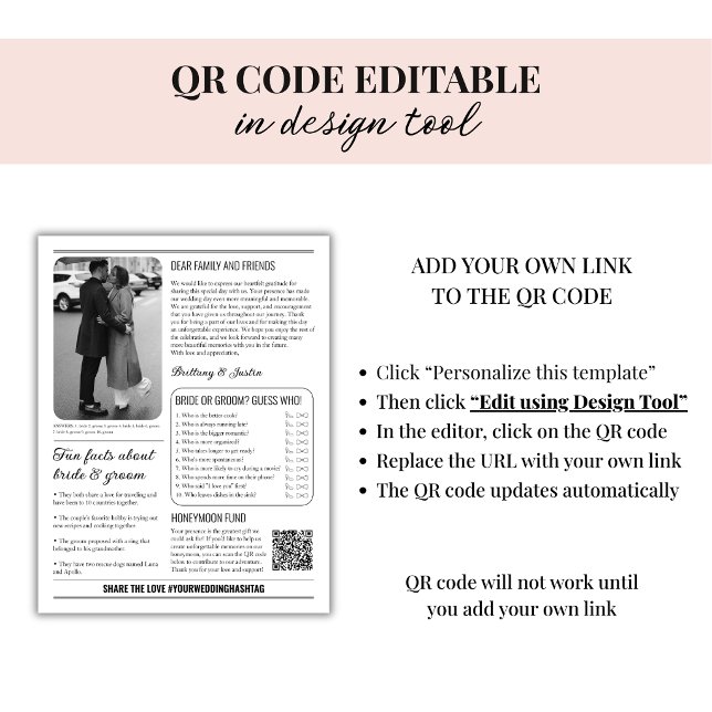 Programa de Boda de Periódico Antiguo | Clásico Ne (edit qr code)