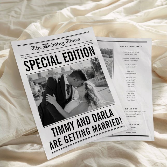 Programa de Boda de Periódico Página Grande Única  (Subido por el creador)