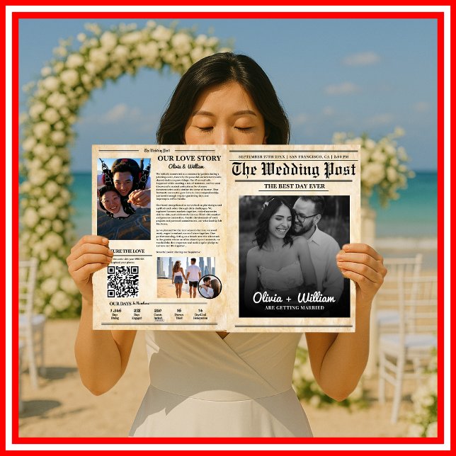 Programa de Boda de Periódico Rústico Cronología d (Subido por el creador)