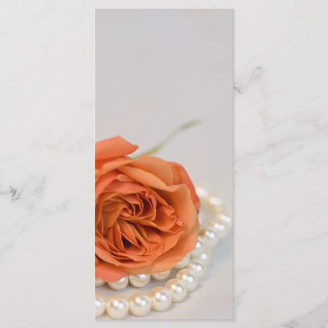 Programa de Boda de Perlas Blancas y Rosa naranja (Anverso)