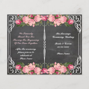 programa de boda de pizarra floral