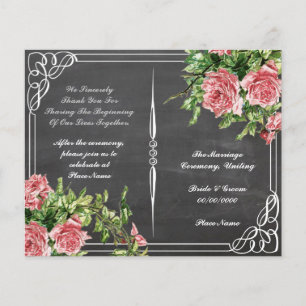 programa de boda de pizarra floral