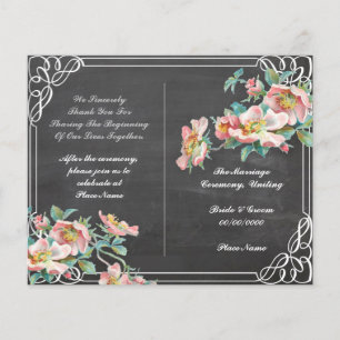 programa de boda de pizarra floral