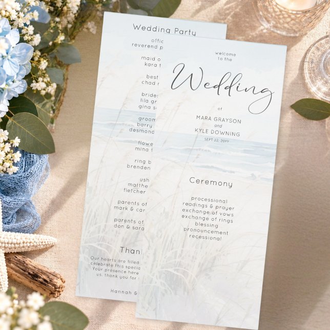 Programa de Boda de Playa con Acuarela Moderna Cos (Subido por el creador)
