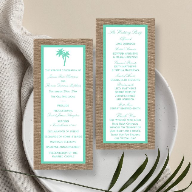 Programa de Boda de Playa de Palm Tree Tropical (Subido por el creador)