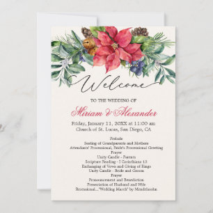 Programa de Boda de Poinsettia Foliage Greenery