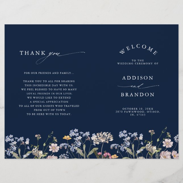 Programa de Boda de Pradera de Flores Silvestres d (Anverso)