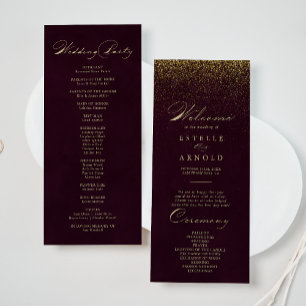 Programa de Boda de Purpurina de oro de Borgoña