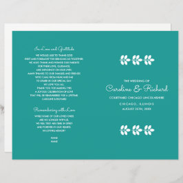 Programa de Boda de Ramas Blancas Turquesas