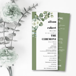 Programa de boda de ramas y flores de Eucalyptus