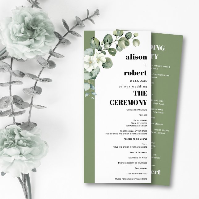 Programa de boda de ramas y flores de Eucalyptus (Subido por el creador)