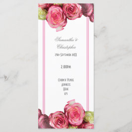 Programa de boda de rosa de la iglesia floral rosa