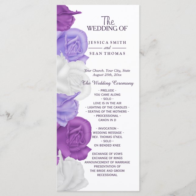 Programa de Boda de Rosas Antiguas Chic (Anverso)