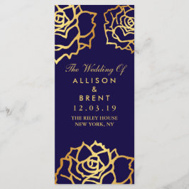 Programa de Boda de Rosas Dorados - Azul