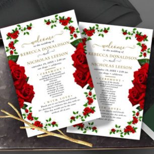 Programa de Boda de Rosas Elegantes Rojos