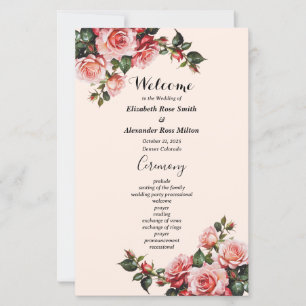 programa de boda de rosas rojas rosadas bonitos