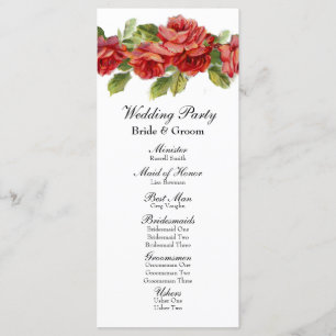 Programa de Boda de Rosas Rojas Vintage